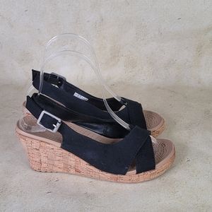 Crocs 15651 a-leigh linen cork wrap wedge sandals Size 7